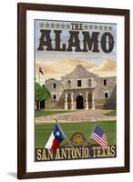 The Alamo Morning Scene - San Antonio, Texas-Lantern Press-Framed Art Print