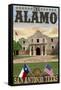 The Alamo Morning Scene - San Antonio, Texas-Lantern Press-Framed Stretched Canvas