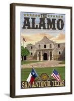 The Alamo Morning Scene - San Antonio, Texas-Lantern Press-Framed Art Print