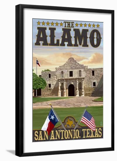 The Alamo Morning Scene - San Antonio, Texas-Lantern Press-Framed Art Print