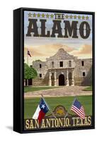 The Alamo Morning Scene - San Antonio, Texas-Lantern Press-Framed Stretched Canvas