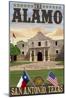 The Alamo Morning Scene - San Antonio, Texas-Lantern Press-Mounted Art Print