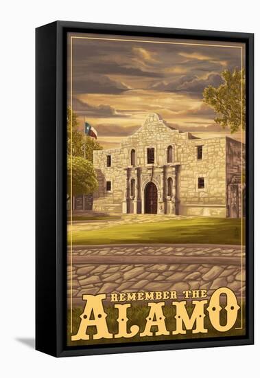 The Alamo Sunset - San Antonio, Texas-Lantern Press-Framed Stretched Canvas
