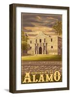 The Alamo Sunset - San Antonio, Texas-Lantern Press-Framed Art Print