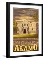 The Alamo Sunset - San Antonio, Texas-Lantern Press-Framed Art Print