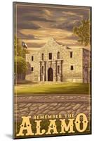 The Alamo Sunset - San Antonio, Texas-Lantern Press-Mounted Art Print