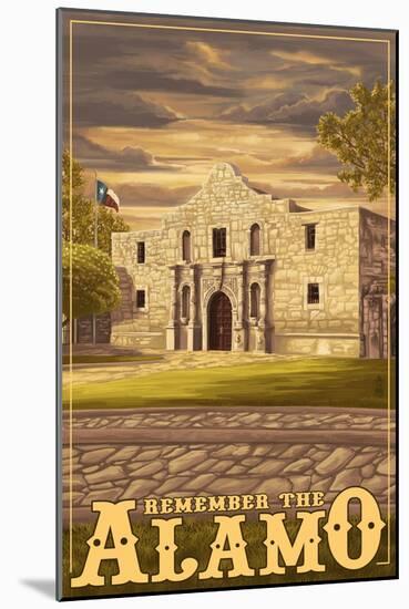 The Alamo Sunset - San Antonio, Texas-Lantern Press-Mounted Art Print