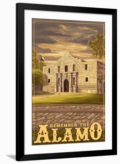 The Alamo Sunset - San Antonio, Texas-Lantern Press-Framed Art Print