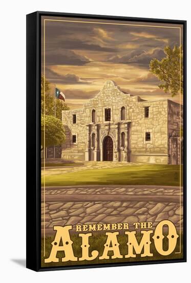 The Alamo Sunset - San Antonio, Texas-Lantern Press-Framed Stretched Canvas