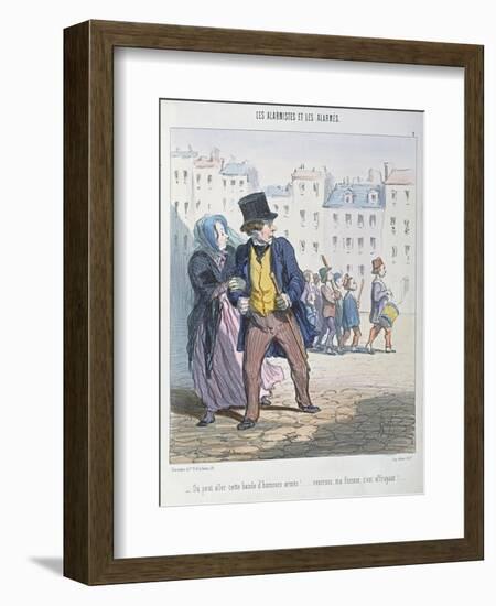 The Alarmists and the Alarmed, 1848-Honore Daumier-Framed Giclee Print