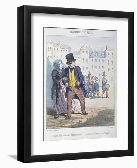 The Alarmists and the Alarmed, 1848-Honore Daumier-Framed Giclee Print