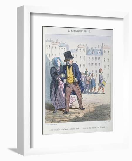 The Alarmists and the Alarmed, 1848-Honore Daumier-Framed Giclee Print