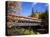 The Albany Covered Bridge Across a River, New England, USA-Roy Rainford-Stretched Canvas