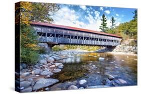 The Albany Covered Bridge Over the Swift River at Fall, New Hampshire-George Oze-Stretched Canvas