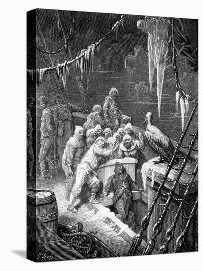 The Albatross Being Fed by the Sailors on the The Ship Marooned in the Frozen Seas of Antartica-Gustave Doré-Stretched Canvas