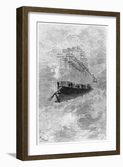 The Albatross, Illustration from "Robur Le Conquerant" by Jules Verne Paris, Hetzel, 1886-L Bennet-Framed Giclee Print