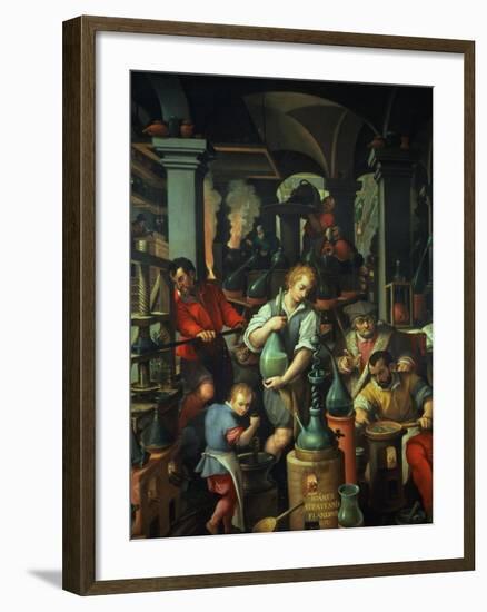 The Alchemist's Workshop, 1570-Jan van der Straet-Framed Giclee Print