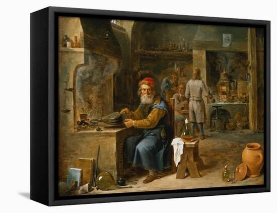 The Alchemist-David Teniers the Younger-Framed Stretched Canvas