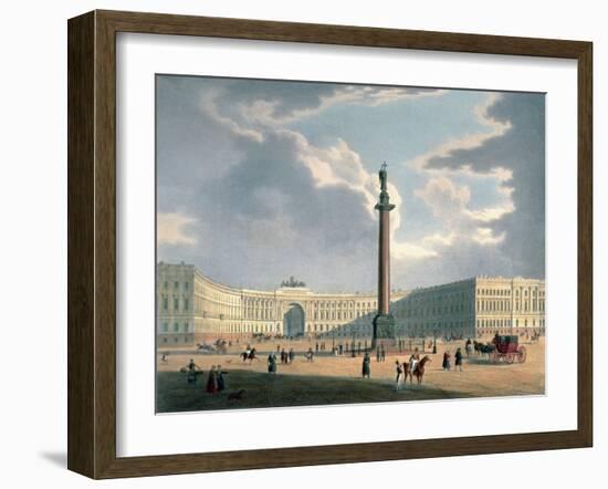 The Alexander Column and the Army Headquarters in St. Petersburg, Printed Lemercier, Paris, c.1840-Louis Jules Arnout-Framed Giclee Print