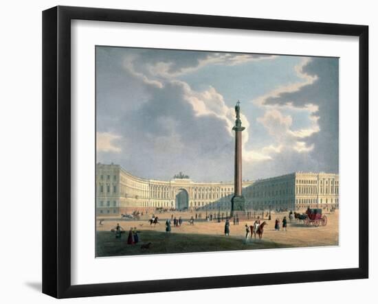The Alexander Column and the Army Headquarters in St. Petersburg, Printed Lemercier, Paris, c.1840-Louis Jules Arnout-Framed Giclee Print