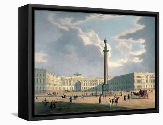 The Alexander Column and the Army Headquarters in St. Petersburg, Printed Lemercier, Paris, c.1840-Louis Jules Arnout-Framed Stretched Canvas