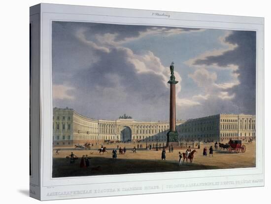 The Alexander Column. View from the Main Army Headquarters, 1840S-Louis Jules Arnout-Stretched Canvas