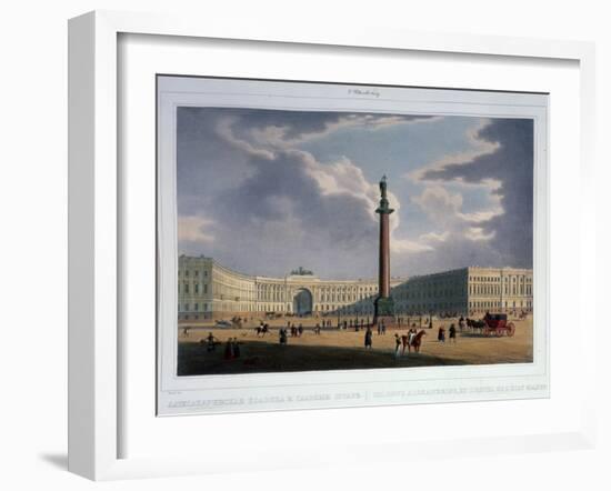 The Alexander Column. View from the Main Army Headquarters, 1840S-Louis Jules Arnout-Framed Giclee Print