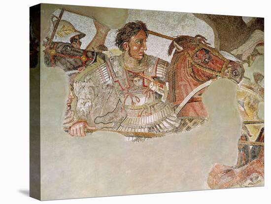 The Alexander Mosaic, Detail of Alexander the Great (356-323 BC) at the Battle of Issus-null-Stretched Canvas