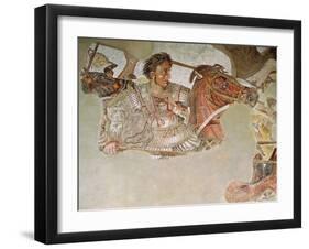 The Alexander Mosaic, Detail of Alexander the Great (356-323 BC) at the Battle of Issus-null-Framed Giclee Print