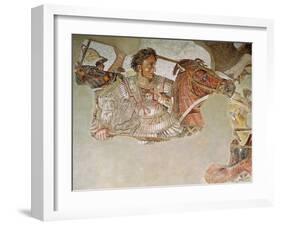 The Alexander Mosaic, Detail of Alexander the Great (356-323 BC) at the Battle of Issus-null-Framed Giclee Print