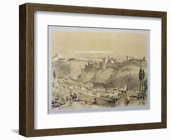 The Alhambra from the Albay, from "Sketches and Drawings of the Alhambra"-John Frederick Lewis-Framed Giclee Print