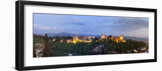 The Alhambra Palace Illuminated at Dusk, Granada, Granada Province, Andalucia, Spain-Doug Pearson-Framed Photographic Print