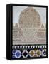 The Alhambra with Carved Muslim Inscription and Tilework, Granada, Spain-Merrill Images-Framed Stretched Canvas