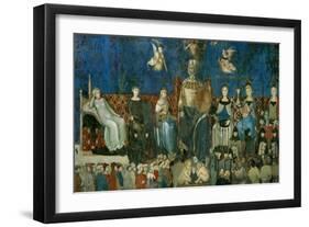 The Allegory of Good Government, Showing the Virtues-Ambrogio Lorenzetti-Framed Giclee Print