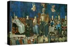 The Allegory of Good Government, Showing the Virtues-Ambrogio Lorenzetti-Stretched Canvas