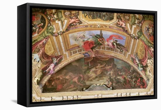 The Alliance of Germany and Spain with Holland, 1672, Ceiling Painting from the Galerie Des Glaces-Charles Le Brun-Framed Stretched Canvas