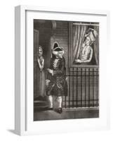 The Alluring Prostitute Beckons a Gentleman Customer from the Window. 18th Century. from Illustrier-null-Framed Giclee Print
