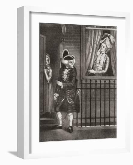 The Alluring Prostitute Beckons a Gentleman Customer from the Window. 18th Century. from Illustrier-null-Framed Giclee Print