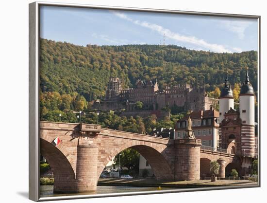 The Alte Brucke or Old Bridge and Neckar River in Old Town, Heidelberg, Germany-Michael DeFreitas-Framed Photographic Print