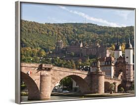 The Alte Brucke or Old Bridge and Neckar River in Old Town, Heidelberg, Germany-Michael DeFreitas-Framed Photographic Print