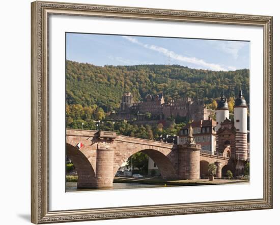 The Alte Brucke or Old Bridge and Neckar River in Old Town, Heidelberg, Germany-Michael DeFreitas-Framed Photographic Print