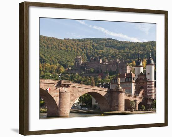 The Alte Brucke or Old Bridge and Neckar River in Old Town, Heidelberg, Germany-Michael DeFreitas-Framed Photographic Print