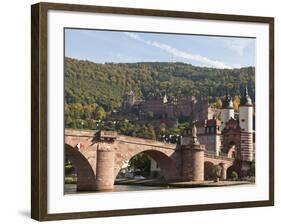 The Alte Brucke or Old Bridge and Neckar River in Old Town, Heidelberg, Germany-Michael DeFreitas-Framed Photographic Print