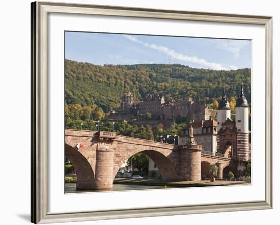 The Alte Brucke or Old Bridge and Neckar River in Old Town, Heidelberg, Germany-Michael DeFreitas-Framed Photographic Print