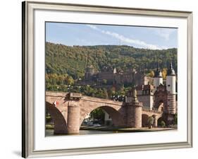 The Alte Brucke or Old Bridge and Neckar River in Old Town, Heidelberg, Germany-Michael DeFreitas-Framed Photographic Print