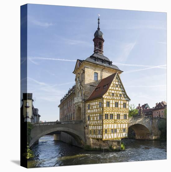 The Alte Rathaus, landmark of Bamberg in Franconia, a part of Bavaria. The Old Town is listed as UN-Martin Zwick-Stretched Canvas