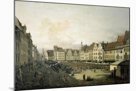 The Altmarkt in Dresden Seen from the Seegasse, c. 1751-Canaletto-Mounted Giclee Print