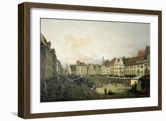 The Altmarkt in Dresden Seen from the Seegasse, c. 1751-Canaletto-Framed Giclee Print