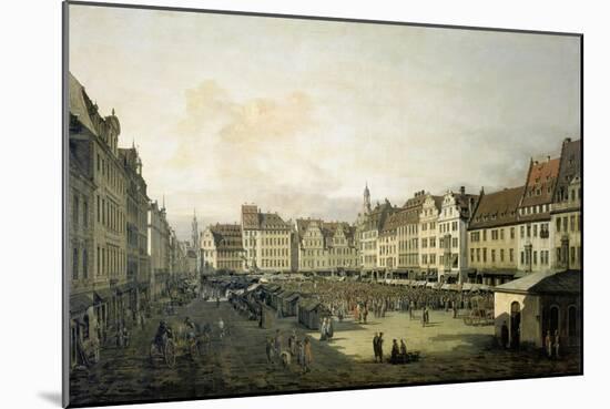 The Altmarkt in Dresden Seen from the Seegasse, c. 1751-Canaletto-Mounted Giclee Print