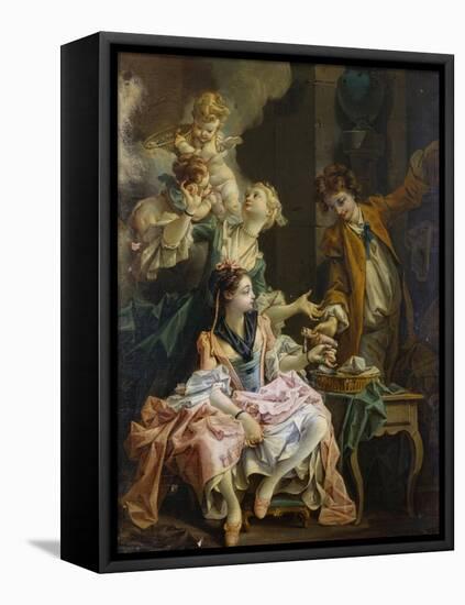 The Amatory Morning, La Galante Matinee-Francois Boucher-Framed Stretched Canvas